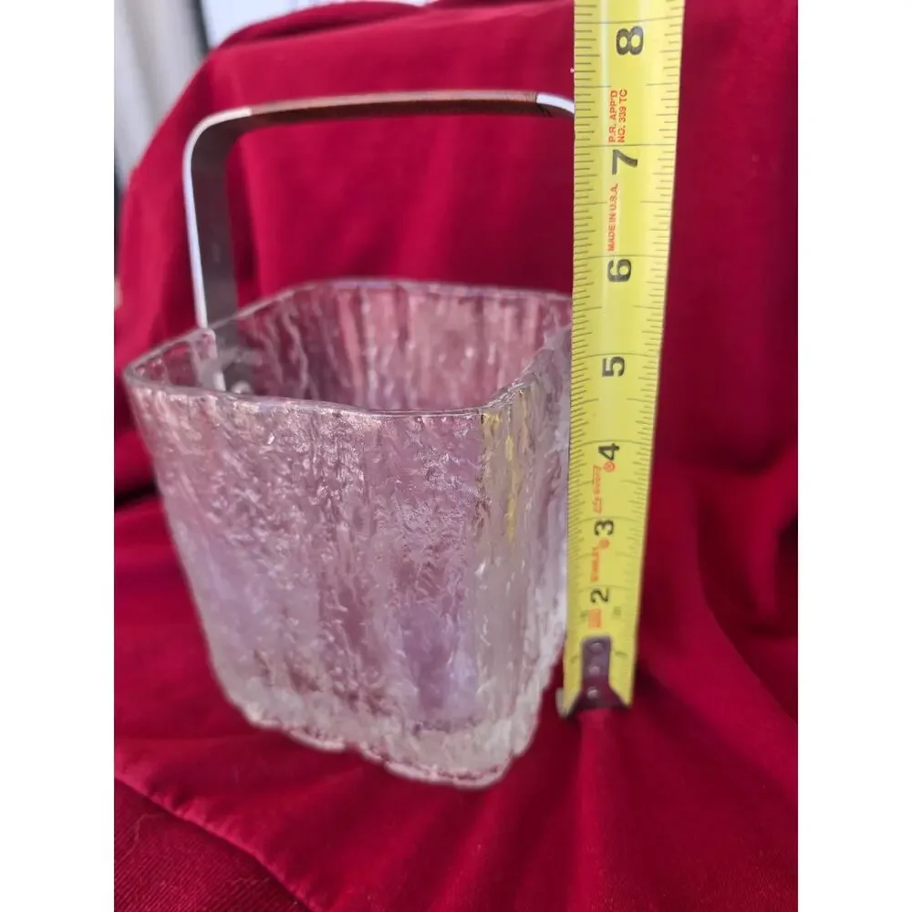 Vintage Hoya Japan Square Glass Ice Bucket Barware Melting Ice cube MCM